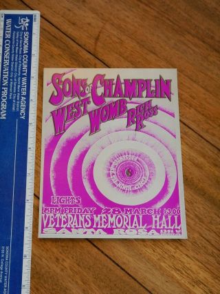 1969 Sons Of Champlin Santa Rosa,  Ca Veterans Memorial Hall Concert Handbill