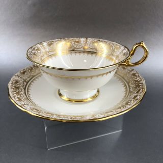 Vintage Royal Chelsea Golden Medallion Bone China Tea Cup And Saucer England