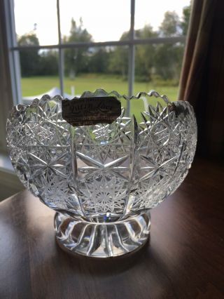 BOHEMIAN CZECH CRYSTAL CANDY BOWL QUEEN LACE HAND CUT 24 LEAD 3