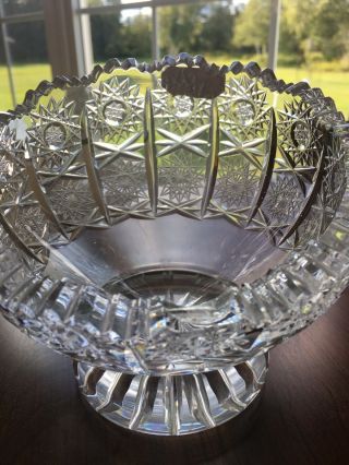 BOHEMIAN CZECH CRYSTAL CANDY BOWL QUEEN LACE HAND CUT 24 LEAD 5