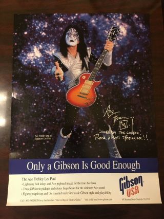 Ace Frehley - Gibson Guitar Promo 2 - Sided Poster - Kiss - Les Paul 1996