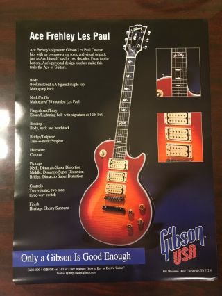 Ace Frehley - Gibson Guitar Promo 2 - Sided Poster - Kiss - Les Paul 1996 2