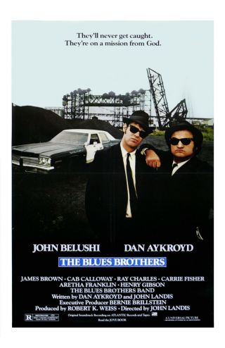 The Blues Brothers Movie Poster 11x17 In /28x43 Cm John Bellushi Dan Aykroyd