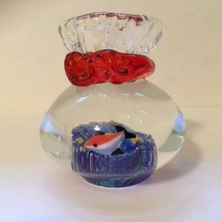 Vintage Murano Art Glass Fish Tank Aquarium Paperweight Collectable 2.  5 "
