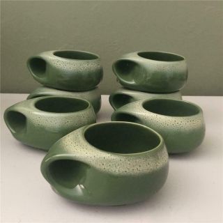 Mid - Century Tamac Pottery - 7 Mugs Frosty Pine Avocado Green