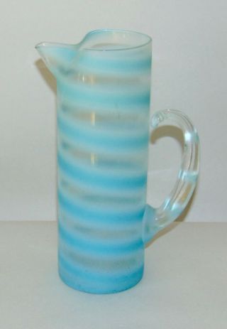 Vintage Martini Pitcher West Virginia Glass Blue Ombre Blendo Frosted