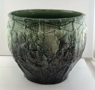 Antique 1900 American Art Pottery Blended Majolica Large 11 " Jardiniere Planter