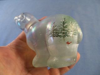 Fenton Hand Painted Polar Bear Figurine - Winter Pines Pine Trees Design 4