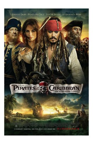 Pirates Of The Caribbean On Stranger Tides Movie Poster 11x17 In / 28x43 Cm