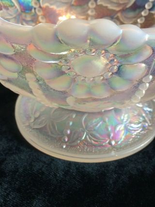 VINTAGE FENTON RIBBED FAIRY LAMP IRIDESCENT WINTERBERRY 6 1/2” LABELS 3
