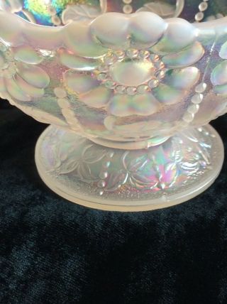 VINTAGE FENTON RIBBED FAIRY LAMP IRIDESCENT WINTERBERRY 6 1/2” LABELS 5