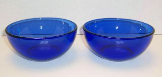 Vintage Cobalt Blue Glass Round Soup Cereal Bowls Mexico Set Of 2