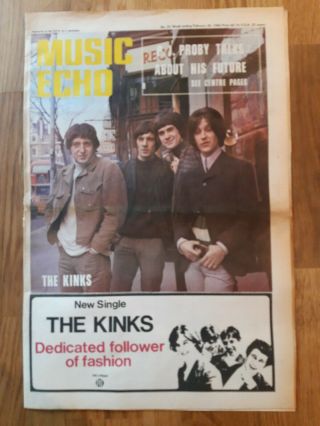 Music Echo Newspaper February 26th 1966 The Kinks Beatles Shea Stadium Full Page
