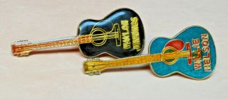 2 Guitar Lapel Pin/hat Pins - Willie Nelson & Waylon Jennings