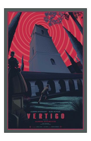 Vertigo Movie Poster 11x17in/28x43cm Alfred Hitchcock Kim Novak James Stewart 1