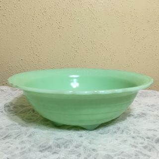 Vintage Mckee Depression Glass Jadeite Green Laurel Pattern Footed Serving Bowl