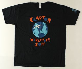 Eric Clapton 2011 World Tour Shirt Large Blk W/dates Official Ec Cream