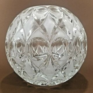 Clear Crystal Rose Bowl Vase Round Cut To Clear 6 " X 6 " Thick And Heavy