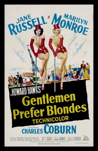Gentlemen Prefer Blondes Poster 11x17in / 28x43cm Marilyn Monroe Jane Russell