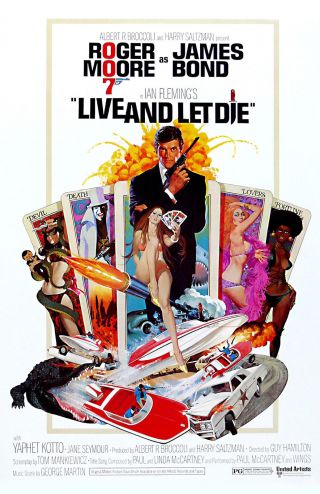 James Bond 007 Live And Let Die Movie Poster 11x17 In / 28x43 Cm Roger Moore 1