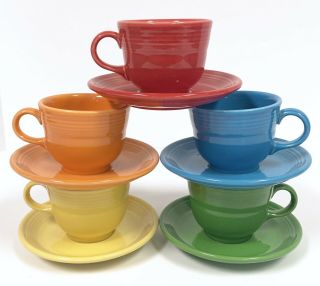 Homer Loughlin Fiestaware Fiesta Ware Teacup Cup Saucer Set 10 Piece Rainbow
