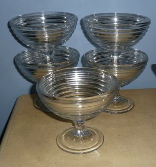 5 Vtg Manhattan Park Avenue Compote Depression Glass Bowls