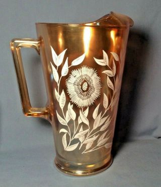 Vintage Jeanette Glass Pitcher Amber Gold Cosmos 1940 