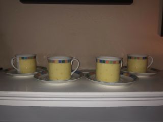 Set Of 4 (ttl 8) Cups & Saucers Villeroy & Boch Twist Alea Limone