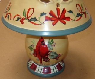 LENOX WINTER GREETINGS EVERYDAY RED CARDINAL CANDLE LAMP by CATHERINE MC CLUNG 2