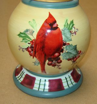 LENOX WINTER GREETINGS EVERYDAY RED CARDINAL CANDLE LAMP by CATHERINE MC CLUNG 3