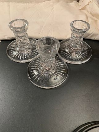 Waterford Crystal 3 - 3/4 " Lismore Taper Candle Holders Set Of 3 Signed