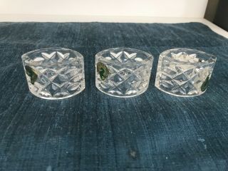 Set Of 3 Waterford Lismore Cut Crystal Oval Napkin Rings Holders W/labels