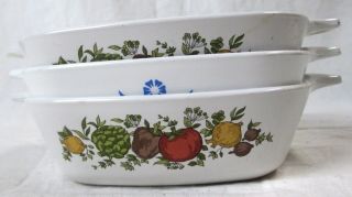 Vintage Set Of 3 Corning Ware 1 3/4 Cup P 41 - 8 White Petit Pan Bowls Grab - It