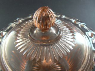 Vintage Depression Pink Glass Candy Sugar Dish Lace on Perimeter with Lid 7“ C20 3