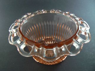 Vintage Depression Pink Glass Candy Sugar Dish Lace on Perimeter with Lid 7“ C20 5