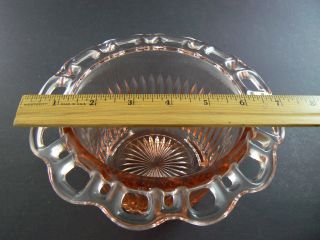 Vintage Depression Pink Glass Candy Sugar Dish Lace on Perimeter with Lid 7“ C20 8