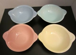 4 Lu - Ray Pastels 7 " Lugged Soup/cereal Bowls Taylor Smith Taylor T.  S.  & T.  Vgc