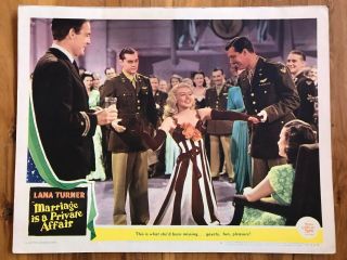 Lobby Card 11x14: Marriage Is A Private Affair (1944) Lana Turner