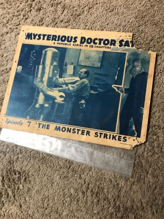 1940 Mysterious Doctor Satan Episode 7 The Monster Strikes Lobby Card