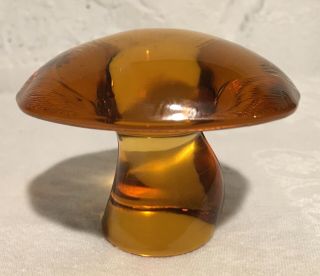 Viking Glass Amber Set 2 Mushrooms FIGURINES / PAPERWEIGHTS w/ Sticker 6