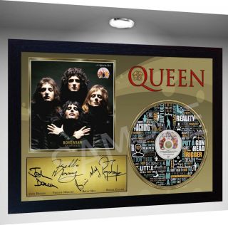 Queen Freddie Mercury Music Bohemian Rhapsody Signed Framed Photo Cd Disc