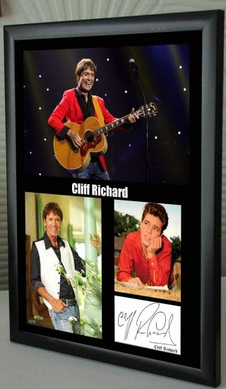 Cliff Richard Framed A4 Canvas Signed Tribute
