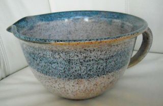 Vintage Bristol NY Wizard of Clay LARGE Blue Pottery Batter Bowl - 3
