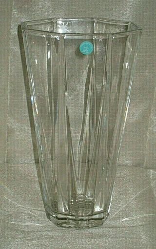 Authentic Tiffany & Co.  Crystal Octagonal Modernistic Vase 8 1/2 " Mcm