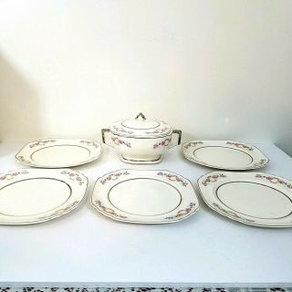 Pearl Ivory By Limoges Sebring Ohio Usa 5 Luncheon Plates And Covered Casserole