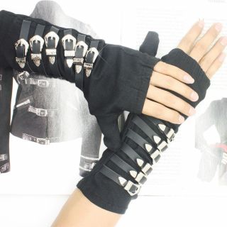 Michael Jackson Bad Tour Punk Dirty Diana Arm Braces Gloves Black Cotton