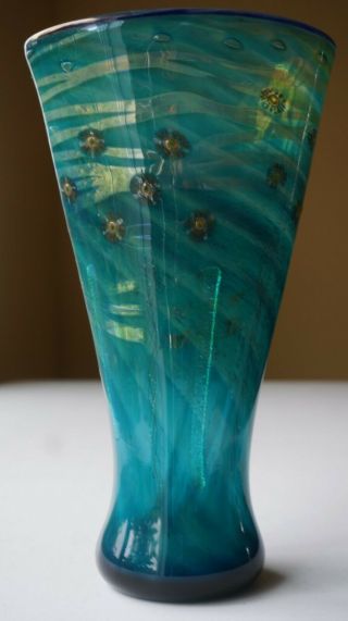 Vintage Hand Blown Art Glass Vase Studio Iridescent Signed Gg2 97 Seattle