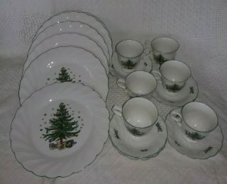 NIKKO CHRISTMAS Dishes 18 Set Plate Cups Saucers Vintage Box 6