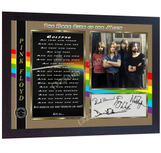 Pink Floyd David Gilmour Signed The Dark Side Of The Moon Autographed Framed