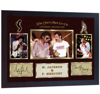 Freddie Mercury Queen Michael Jackson Signed Photo Autograph Music Framed